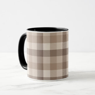 Neutrales Erdbraun Kariertes Gingham Karomuster Tasse