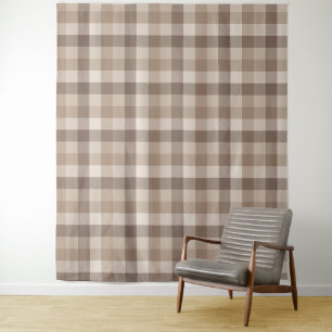Neutrales Erdbraun Kariertes Gingham Karomuster Wandteppich