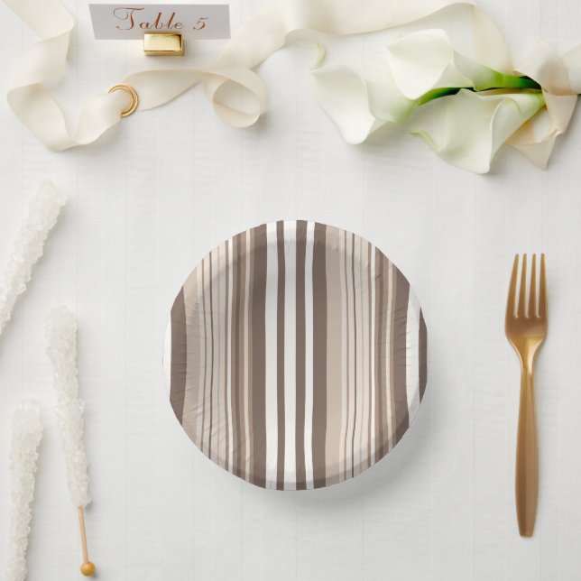 Neutrales erdige Streifenmuster-Design  Pappteller (Hochzeit)