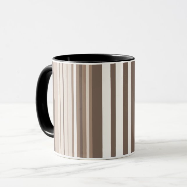 Neutrales erdige Streifenmuster-Design  Tasse (Vorderseite Links)