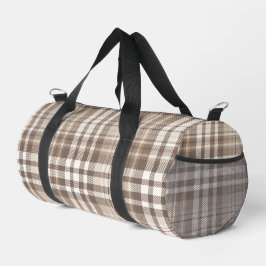 Neutrales Erdtön Plaid Tartan Design Duffle Bag
