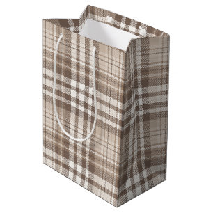 Neutrales Erdtön Plaid Tartan Design Mittlere Geschenktüte