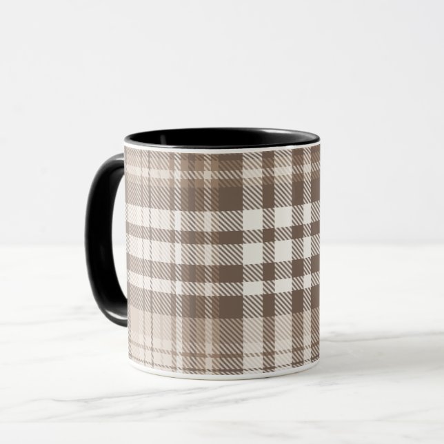 Neutrales Erdtön Plaid Tartan Design  Tasse (Vorderseite Links)