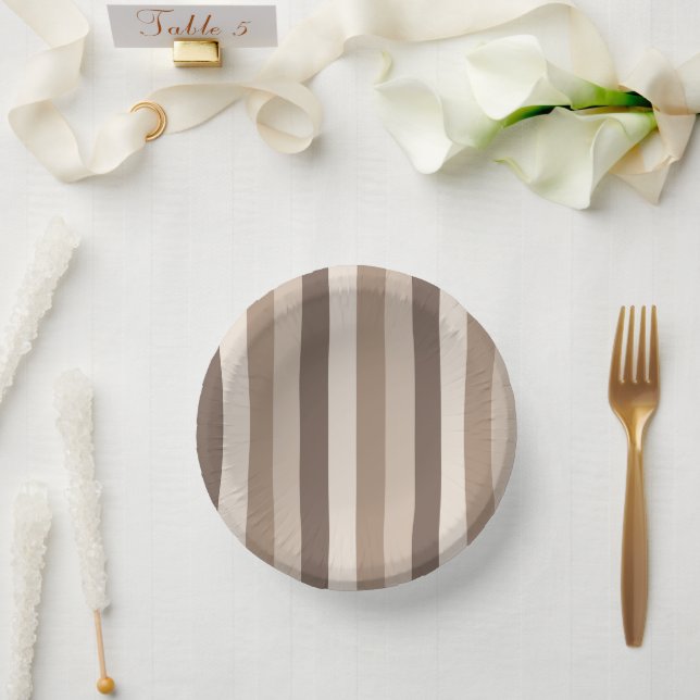 Neutrales Erdtöne Streifen Muster Design  Pappteller (Hochzeit)