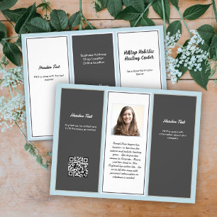 Neutrales Firmenbroschüren-Logo, QR-Code Tri-Fold Flyer