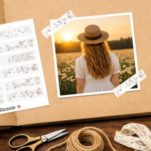Neutrales florales Washi-Klebeband Konturgeschnitt
