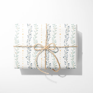 Neutrales Geschenkpapier Moderne Botanische Streif