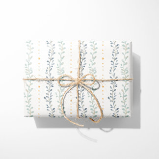 Neutrales Geschenkpapier Moderne Botanische Streif