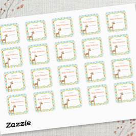 Neutrales Geschlecht-Giraffe-Baby-Buchzeichen Quadratischer Aufkleber