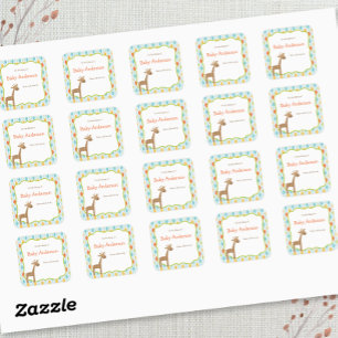 Neutrales Geschlecht-Giraffe-Baby-Buchzeichen Quadratischer Aufkleber
