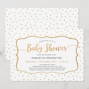 Neutrales Geschlecht White Gold Dot Baby Dusche Einladung