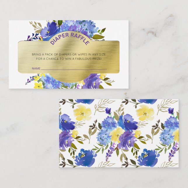 Neutrales Gold-Floral-Windeln-Raffel Visitenkarte (Vorne/Hinten)