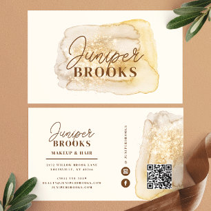 Neutrales goldenes Wasserfarben-Glitter-Social-Med Visitenkarte