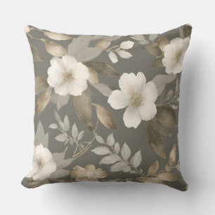 Neutrales Grau Beige Creme Moderne Farmhouse Blume Kissen