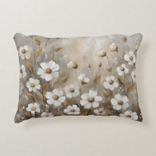 Neutrales Grau Gold Taupe Floral Dekokissen