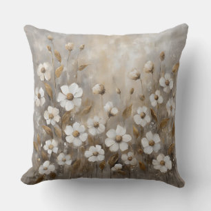 Neutrales Grau Gold Taupe Floral Kissen