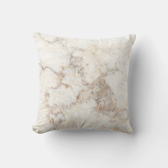 Neutrales Grau und Beige Marmorwurfkissen Kissen (Vorderseite)