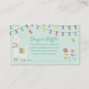 Neutrales Lama Diaper Raffle Card Münzgeschlecht Begleitkarte