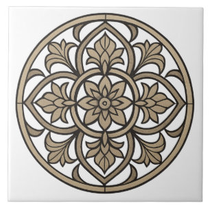 Neutrales Mandala in beiger Keramikfliese