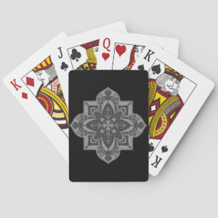 Neutrales Mandala in Grau und Schwarz Spielkarten