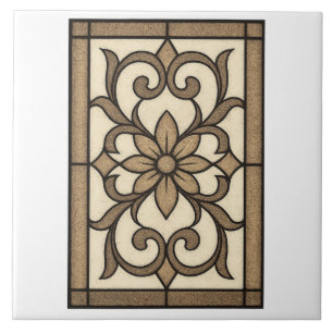 Neutrales Mandala-Randfliese Fliese