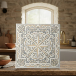 Neutrales mediterranes Muster Pat#12 Greige ID1195 Fliese