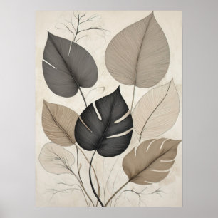 Neutrales minimales Leaf Moderne botanische Kunst Poster
