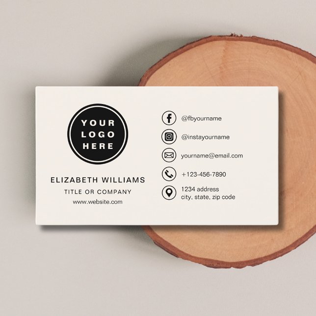 Neutrales Minimalistisches Logo mit Social Media I Visitenkarte (Von Creator hochgeladen)