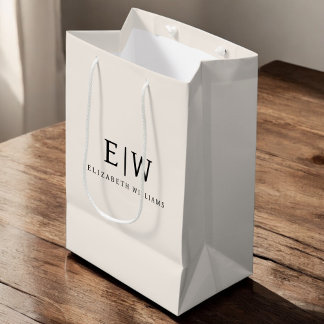 Neutrales Minimalistisches modernes Monogramm-Eleg Mittlere Geschenktüte