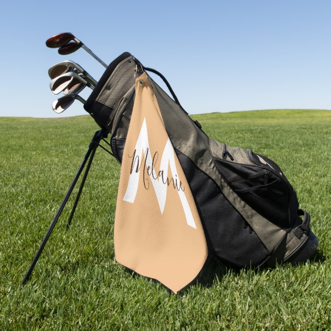 Neutrales Minimalistisches modernes Orangenmonogra Golfhandtuch (Gras)