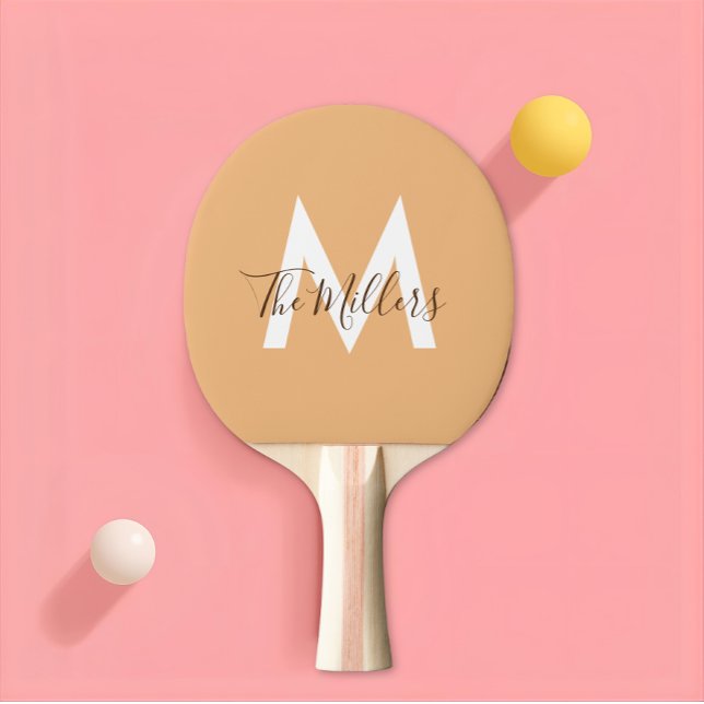 Neutrales Minimalistisches modernes Orangenmonogra Tischtennis Schläger (Von Creator hochgeladen)