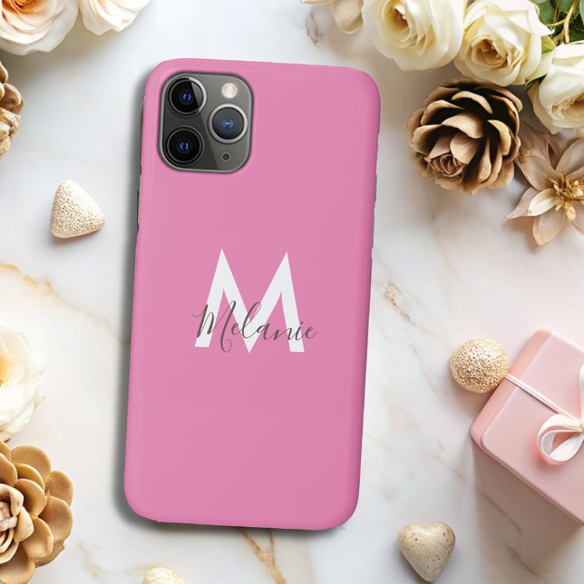 Neutrales Minimalistisches modernes rosa Monogramm Case-Mate iPhone Hülle (Von Creator hochgeladen)