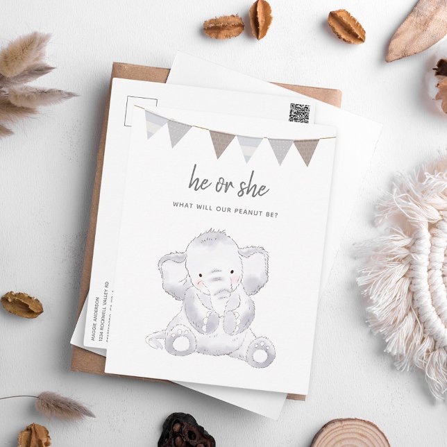 Neutrales, modernes Elefant-Party Postkarte (Von Creator hochgeladen)