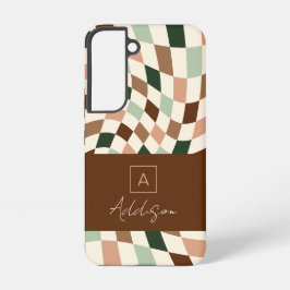 Neutrales modernes Prüfbrett-Elegante Monogramm Samsung Galaxy Hülle