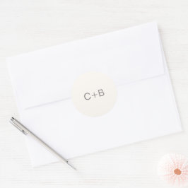 Neutrales Monogramm Moderne Hochzeit Runder Aufkleber