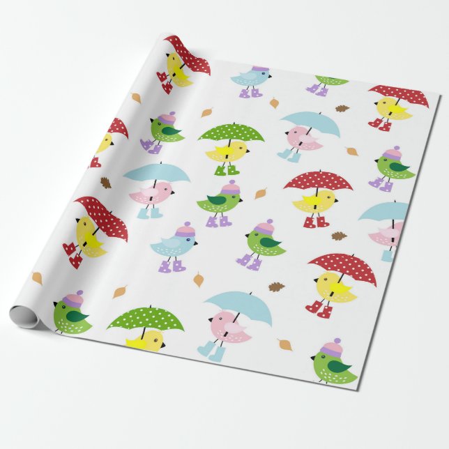 Neutrales niedlich Bird Baby Shower Gender Geschenkpapier (Ungerollt)