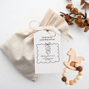 Neutrales Niedliches Baby & Bow Moderne Babydusche Geschenkanhänger