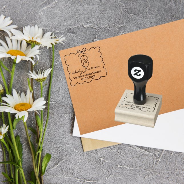 Neutrales Niedliches Baby & Bow Moderne Babydusche Gummistempel (Von Creator hochgeladen)