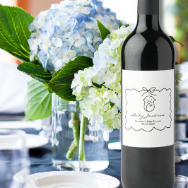 Neutrales Niedliches Baby & Bow Moderne Babydusche Weinetikett