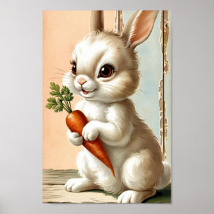 Neutrales Osterhase- und Karotten-Kunstwerk Poster