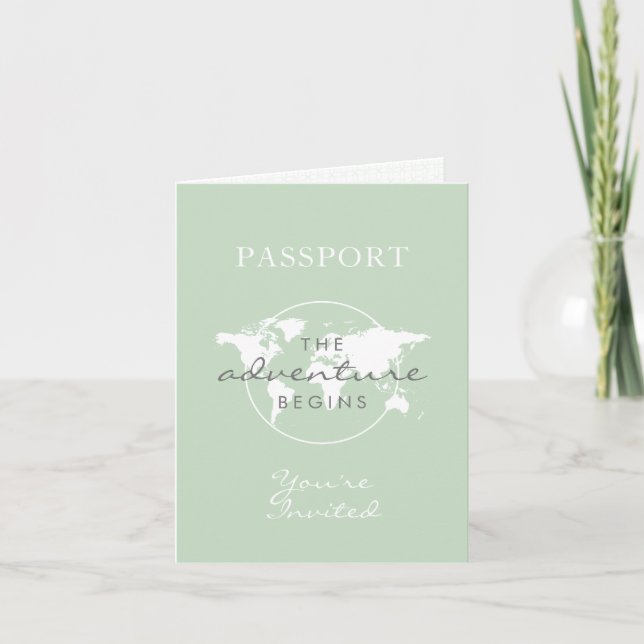 Neutrales Reisethema Pass Baby Shower I Einladung (Vorderseite)