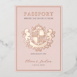 Neutrales Rosa und Rose Gold Chic Hochzeit in Urla Folieneinladung
