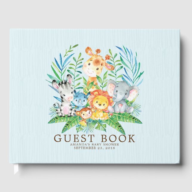 Neutrales Safari Jungle Boys Baby Shower Gästebuch (Vorderseite)