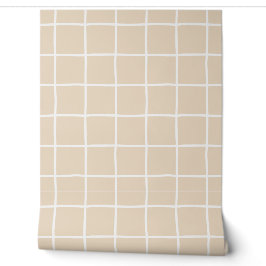 Neutrales Sand Boho Gitter Karo Skandi Minimalist Tapete