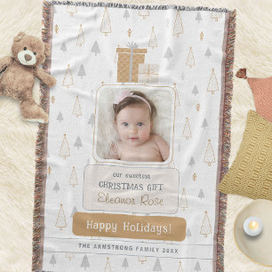 Neutrales Soft Baby's 1. Weihnachten Foto Decke
