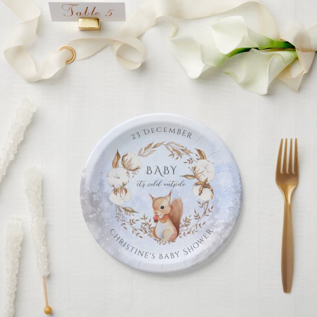 Neutrales Süße Tier-Kinderdusche für das Winterges Pappteller (Hochzeit)