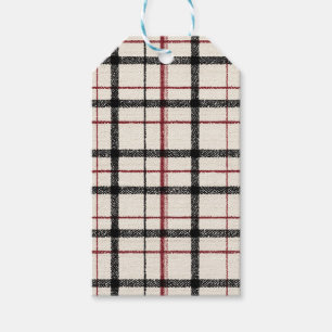 Neutrales Tartan Weiß Schwarz und Rot Geschenkanhänger