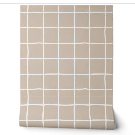 Neutrales Taupe-Gitter-Karo-Scandi-Minimalist Tapete