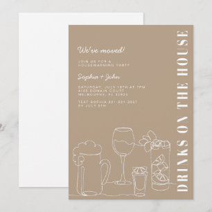 Neutrales Taupe Housewarming Party Einladung