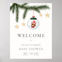 Neutrales Teddy Bear Winter Baby Dusche Begrüßungs